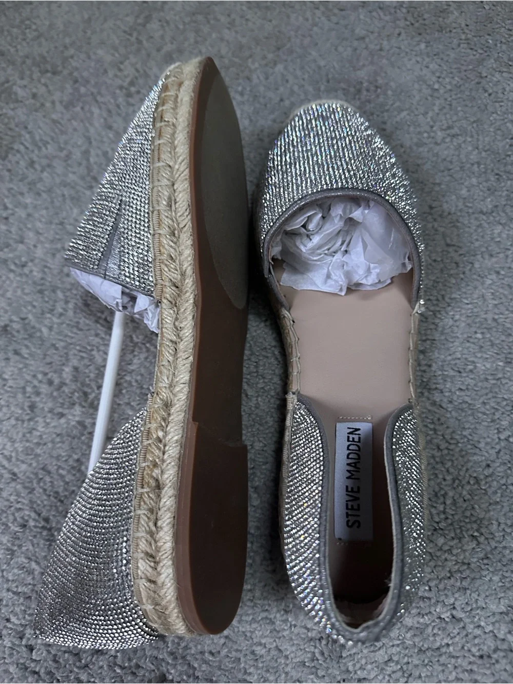 Steve Madden Silver Rhinestone Espadrilles